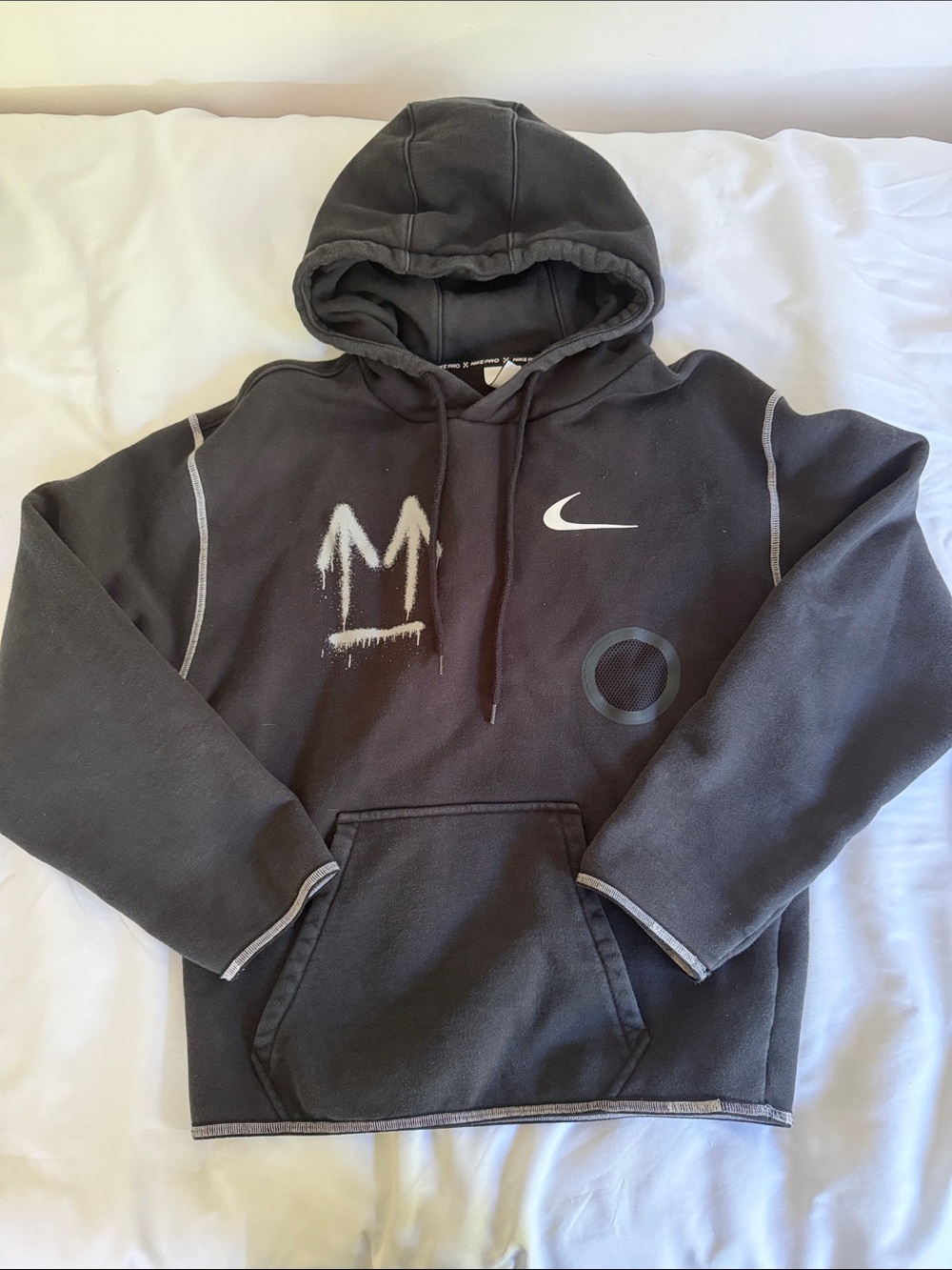 Nike Black X Off White Graphic Hooded Sweatshirt with White Logos